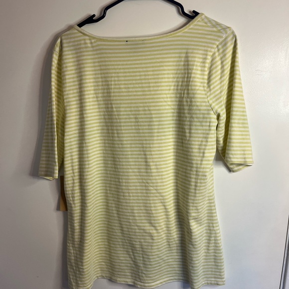 Halogen NWT Green and White Striped Boxy 3/4 Sleeve Blouse - Picture 3 of 3